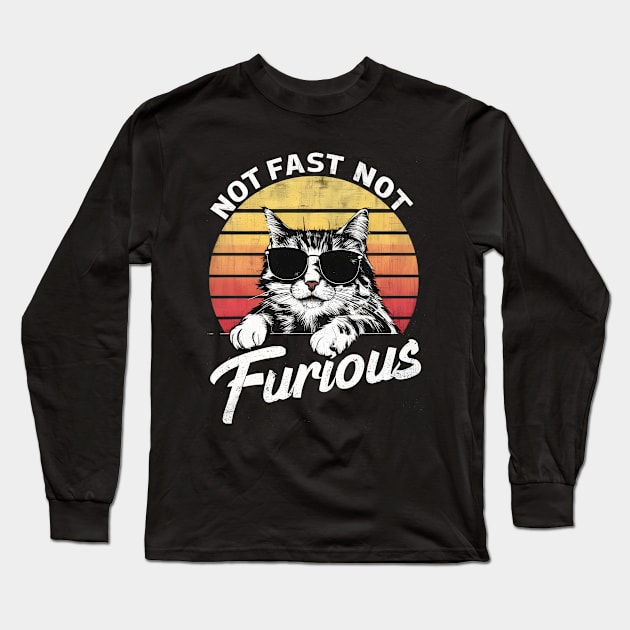 Not Almost Not Furious Lazy Relaxed Cat Long Sleeve T-Shirt by Primo Style